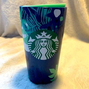 Starbucks Summer 2020 Blue & Green Tropical Floral Ceramic Tumbler Cup Mug NEW